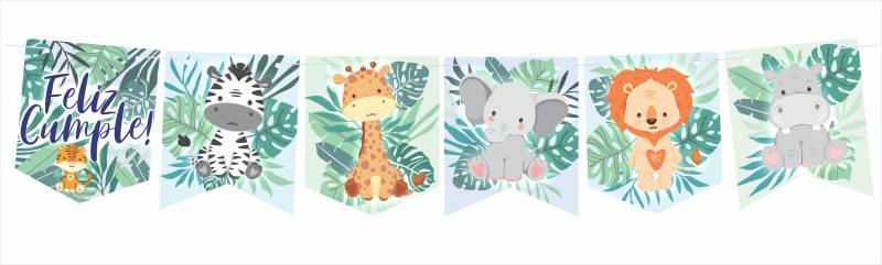 BANDERINES JUNGLA FELIZ CUMPLE